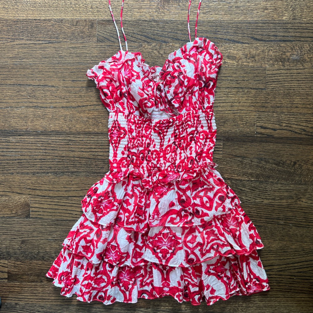 Luxxel Red Printed Dress (Size M)